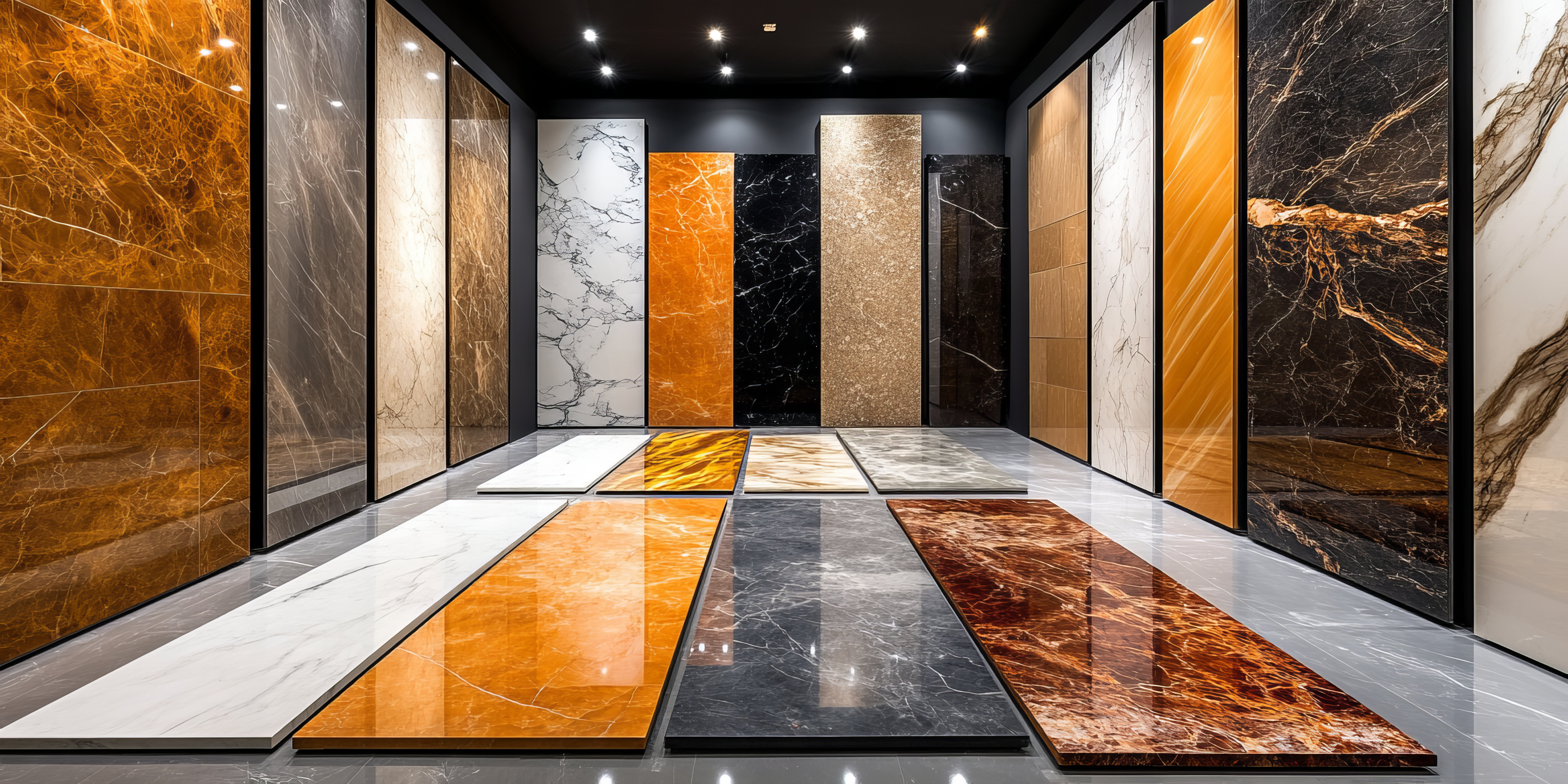 luxury marble finish wall tiles display.