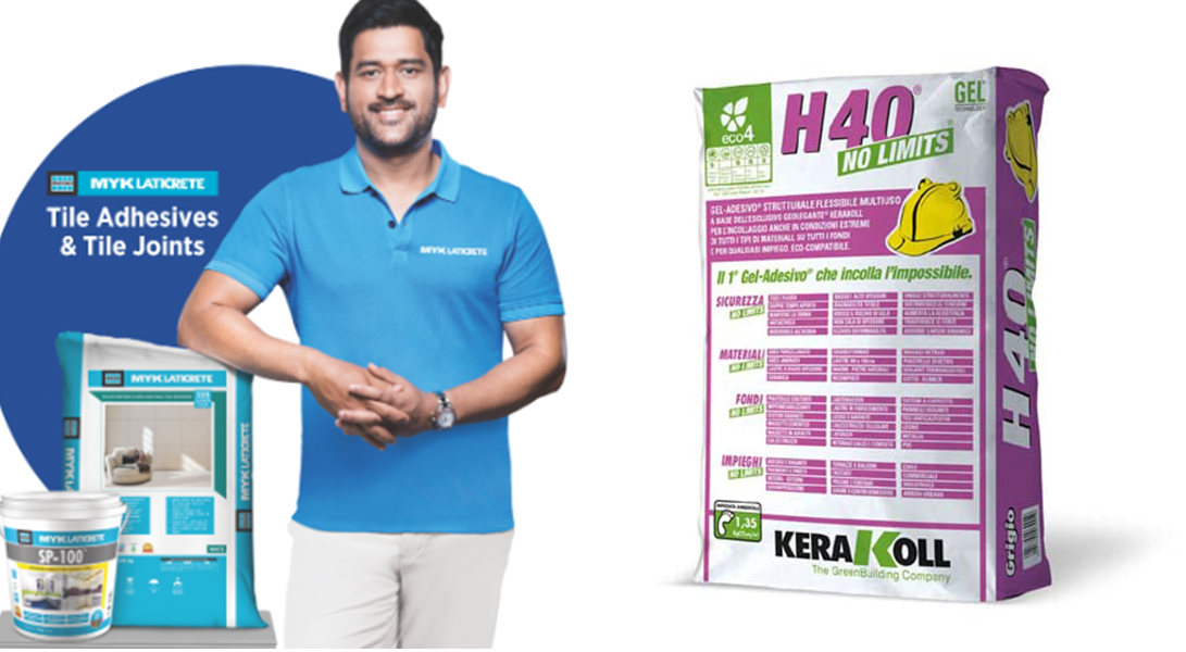 Tile adhesive products including MYK Laticrete and Kerakoll H40 gel